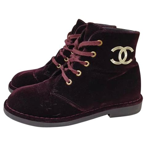 chanel red velvet boots.